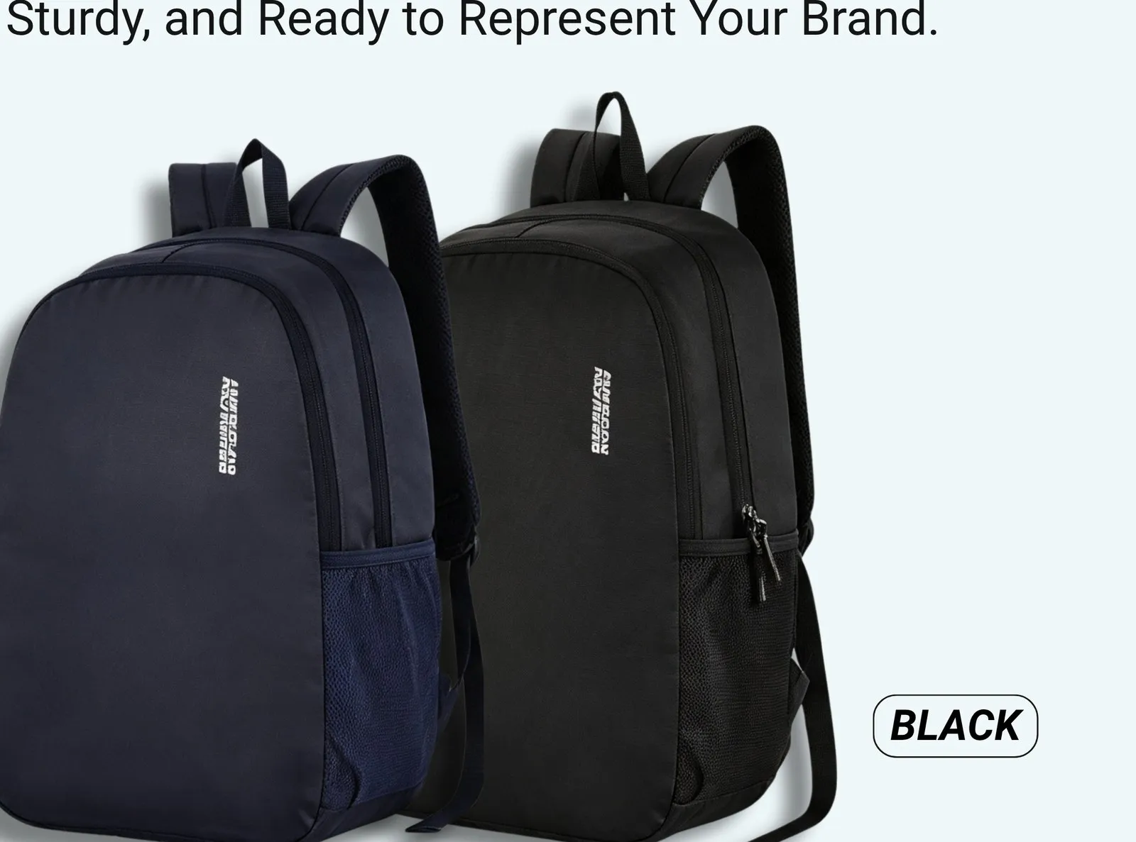 Navy and black American Tourister Trot backpacks