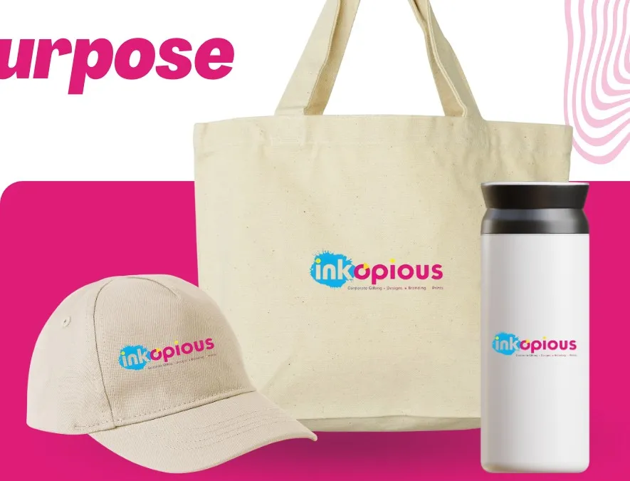 Branded tote, cap and bottle from an Inkopious festive hamper