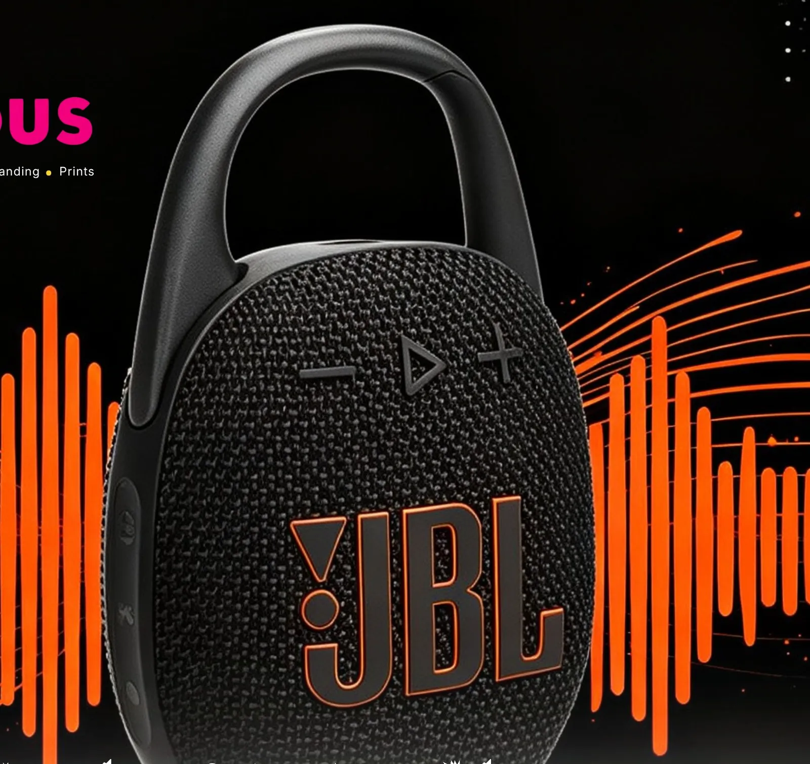 Black JBL Clip 5 portable Bluetooth speaker