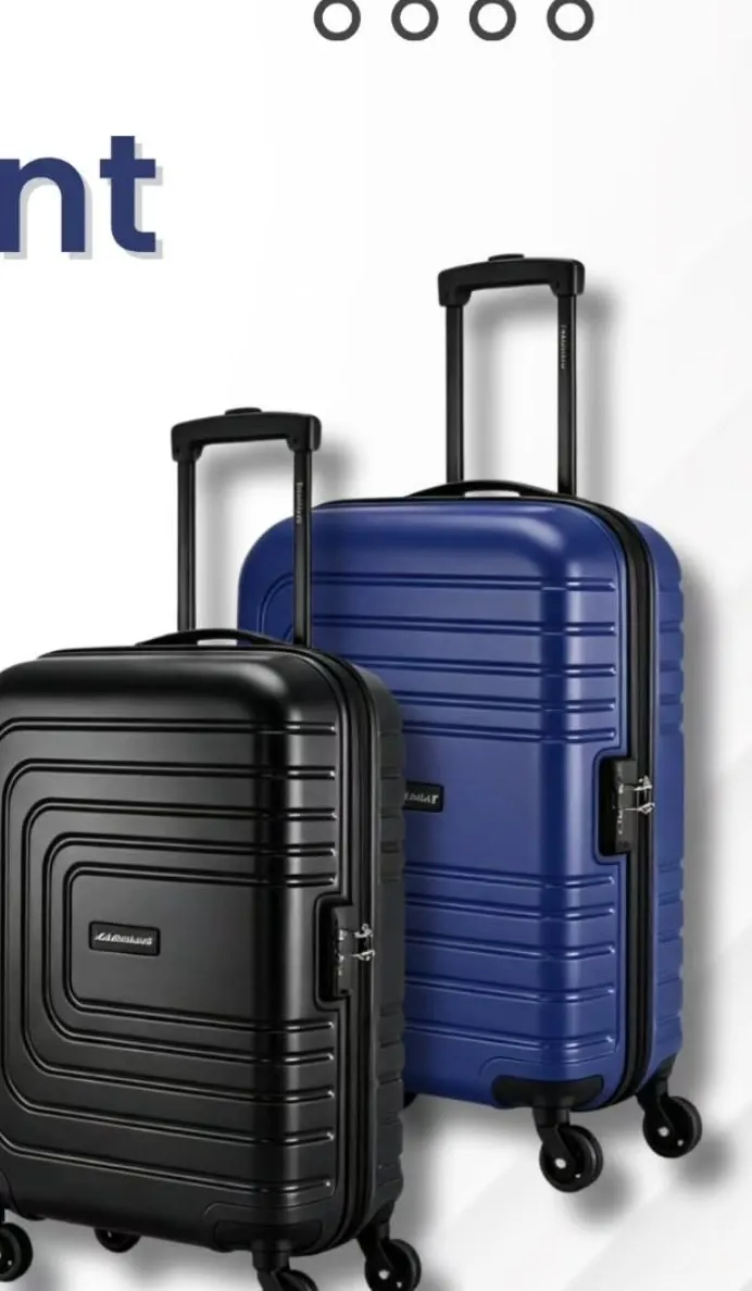 Black and navy Kamiliant hard-shell carry-on suitcases
