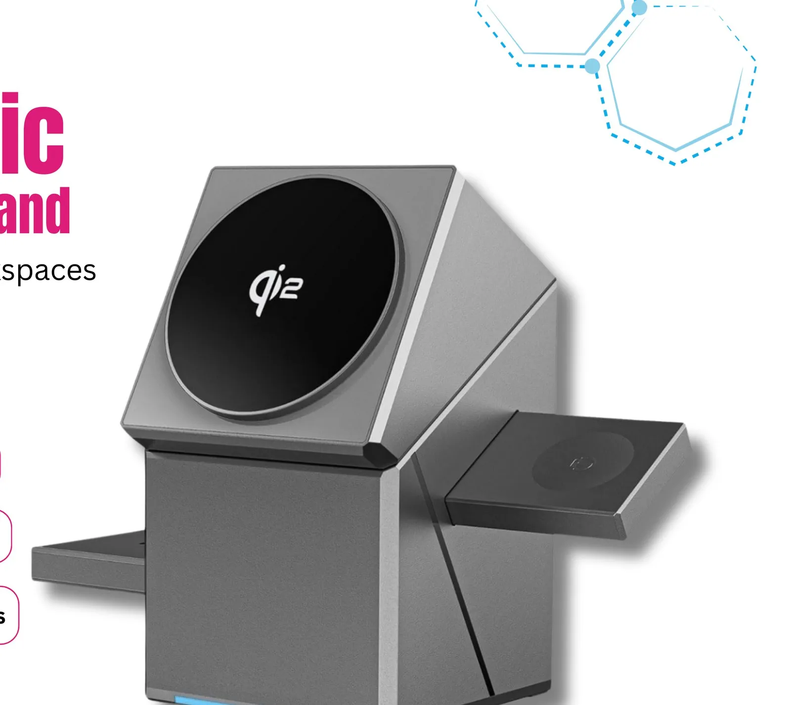Grey 15W magnetic wireless charging stand